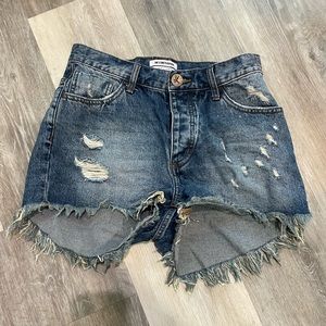 One X One Teaspoon High Waisted Bonita Denim Shorts size 29 Button Fly